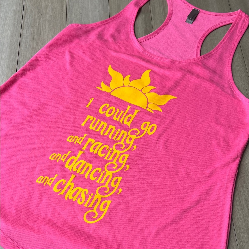“I Could Go Running and Racing” Tangled inspired Racerback Fitted Tank Top